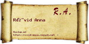 Rövid Anna névjegykártya